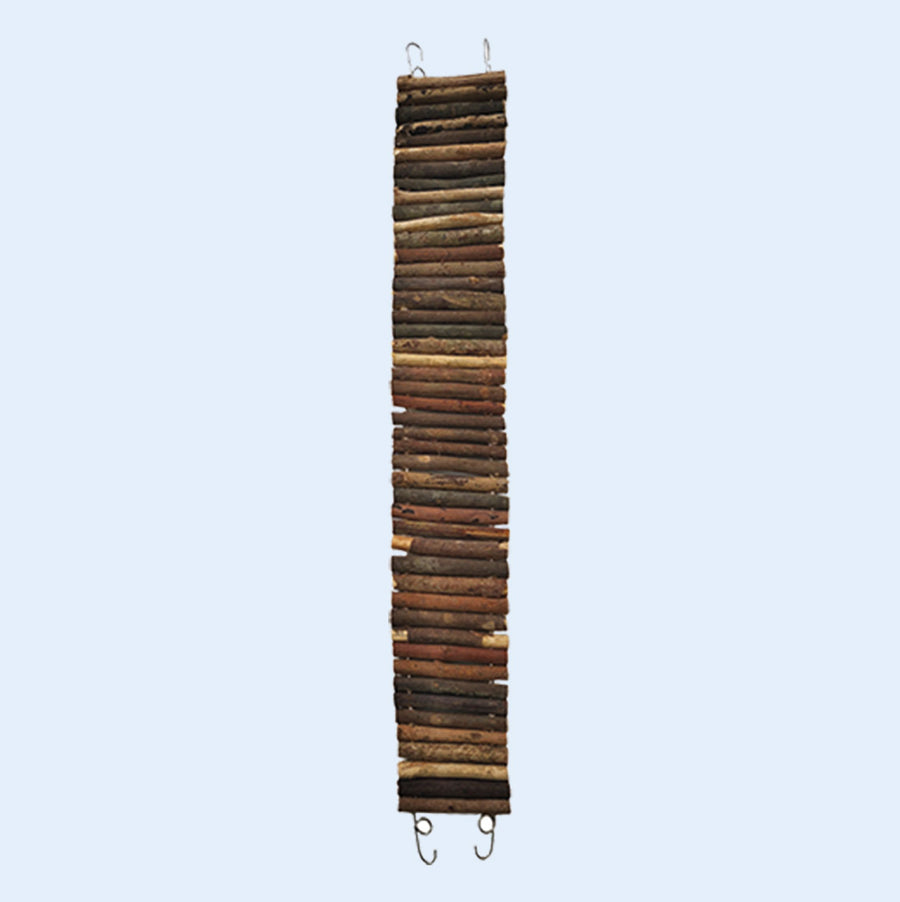 Large Natural Wooden Bendable Ladder for birds, made from real wood with a flexible design, available at Squawk Shop for climbing, perching, and enrichment.